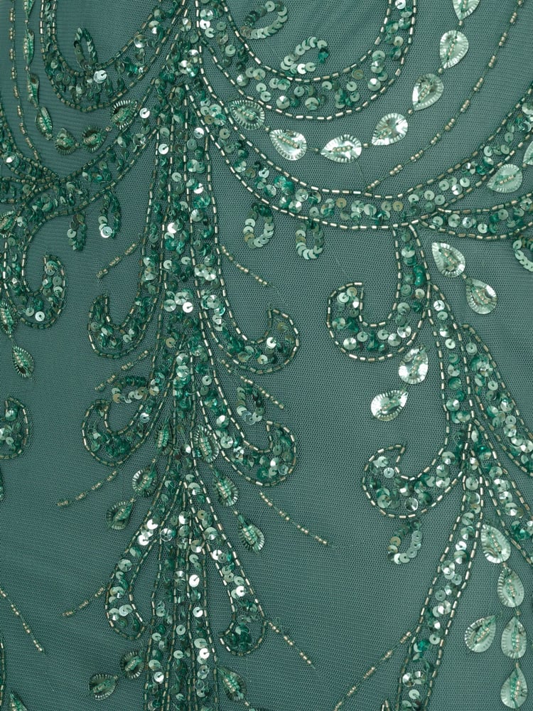 Adrianna Papell Green Beaded Blouson Long Dress - Image 6 of 6