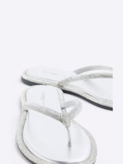 River Island Silver Toe Thong Embellished Sandals - Image 5 of 5
