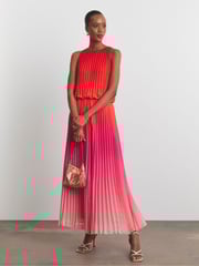 Joanna Hope Red Pleated Ombre Dress - Image 1 of 4