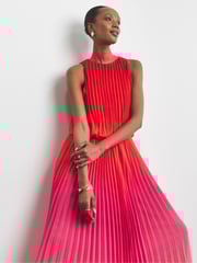 Joanna Hope Red Pleated Ombre Dress - Image 3 of 4