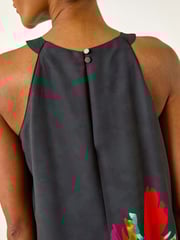 Roman Black Floral Print Watercolour Motif Midi Dress - Image 5 of 5