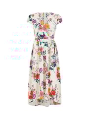 Yumi Cream Flower  Print Wrap Midi Dress - Image 5 of 5