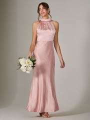Jolie Moi Pink Halter Neck Maxi Dress - Image 1 of 6