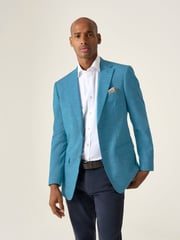 Skopes Aqua Blue Tailored Fit Jamie Semi Plain Blazer Jacket - Image 1 of 9