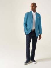Skopes Aqua Blue Tailored Fit Jamie Semi Plain Blazer Jacket - Image 3 of 9