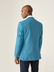 Skopes Aqua Blue Tailored Fit Jamie Semi Plain Blazer Jacket - Image 4 of 9
