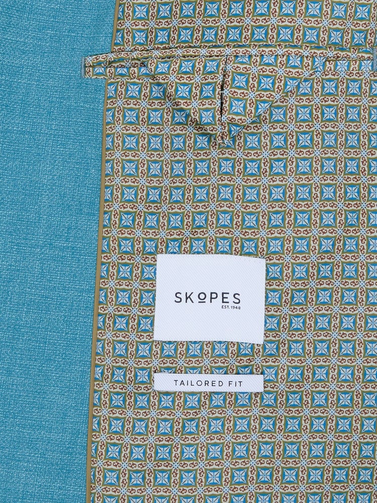 Skopes Aqua Blue Tailored Fit Jamie Semi Plain Blazer Jacket - Image 9 of 9