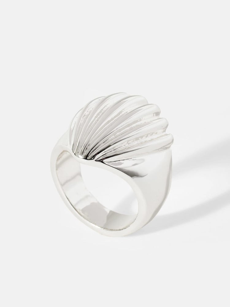 Mint Velvet Silver Tone Statement Shell Ring - Image 1 of 4