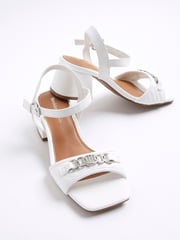 River Island White Snaffle Blocked Heel Sandals - Image 4 of 6
