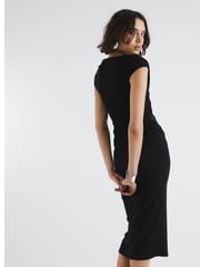 River Island Black Asymetric Wrap Midi Dress - Image 2 of 4