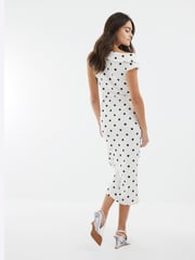 River Island Cream Polka Dot Asymmetric Wrap Midi Dress - Image 3 of 4