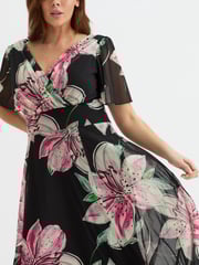 Scarlett & Jo Black/Pink Flower Isabelle Float Sleeve Maxi Dress - Image 2 of 4