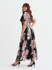 Scarlett & Jo Black/Pink Flower Isabelle Float Sleeve Maxi Dress - Image 3 of 4