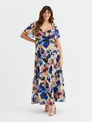 Scarlett & Jo Blue Kemi Bolero Wrap Bodice Maxi Gown - Image 1 of 4