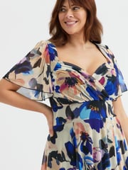Scarlett & Jo Blue Kemi Bolero Wrap Bodice Maxi Gown - Image 2 of 4