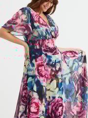 Scarlett & Jo Blue/Pink Rose Isabelle Float Sleeve Maxi Dress - Image 2 of 4