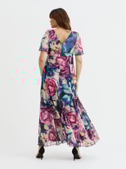 Scarlett & Jo Blue/Pink Rose Isabelle Float Sleeve Maxi Dress - Image 4 of 4