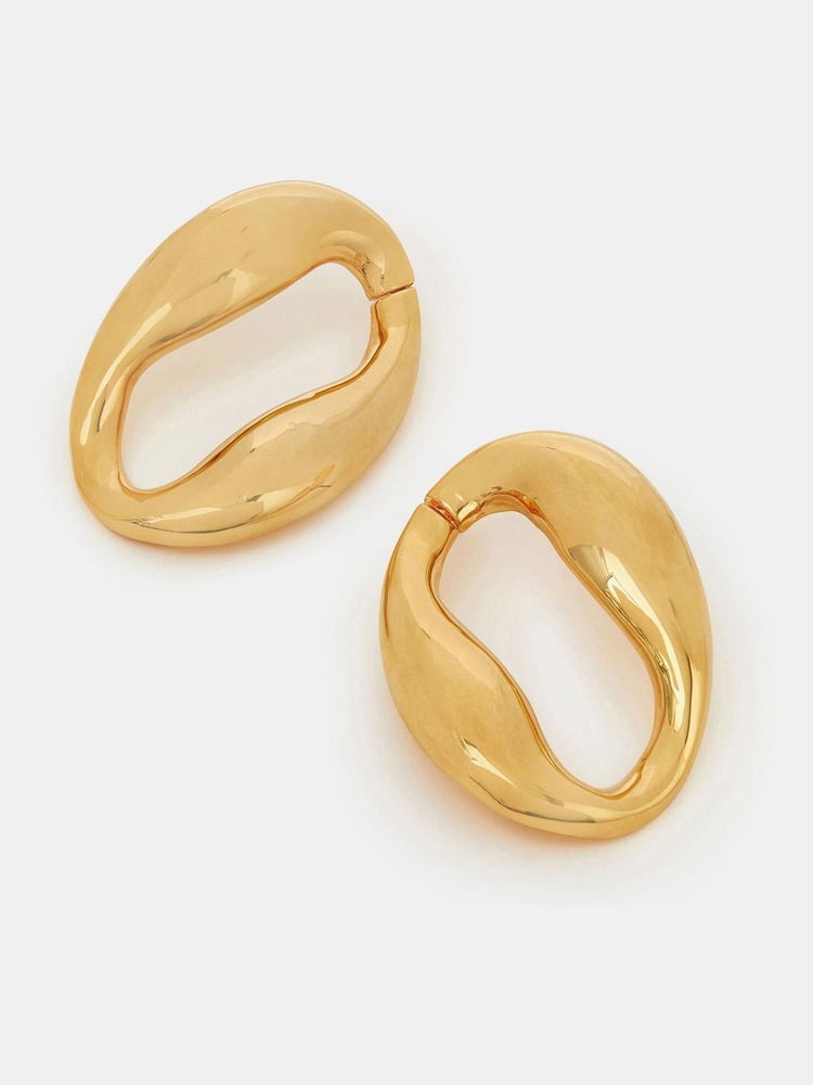 Accessorize Gold Plated 14ct Molten Loop Stud Earrings - Image 1 of 2
