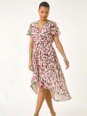 Roman Brown Leopard Ruffle Front Dress - Image 1 of 5