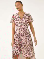 Roman Brown Leopard Ruffle Front Dress - Image 2 of 5