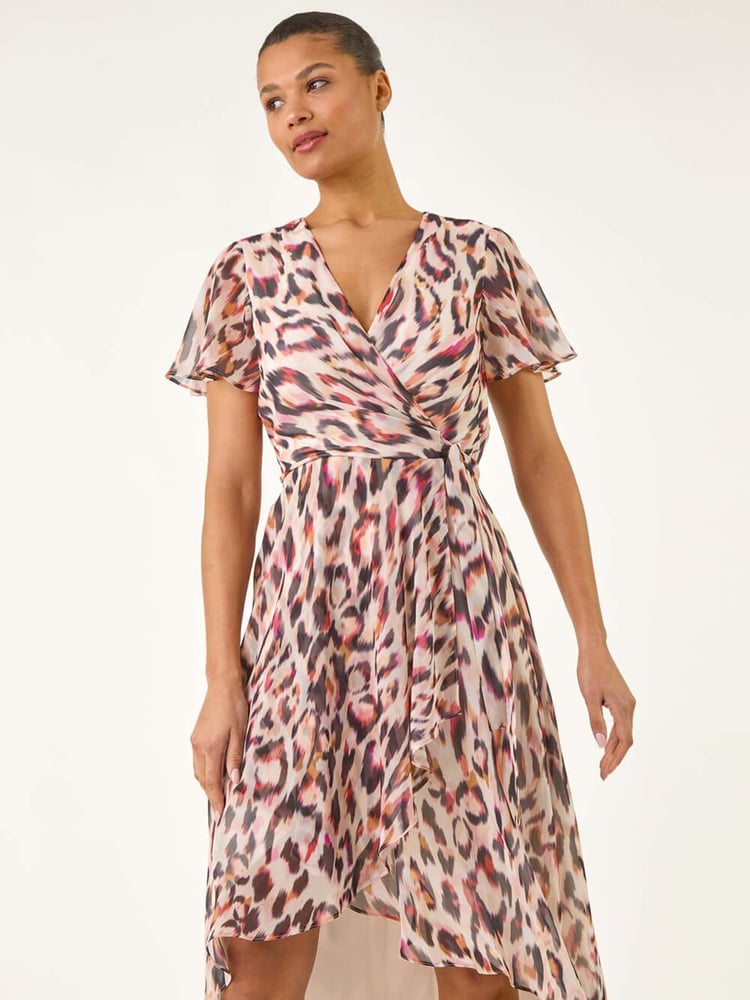 Roman Brown Leopard Ruffle Front Dress - Image 2 of 5