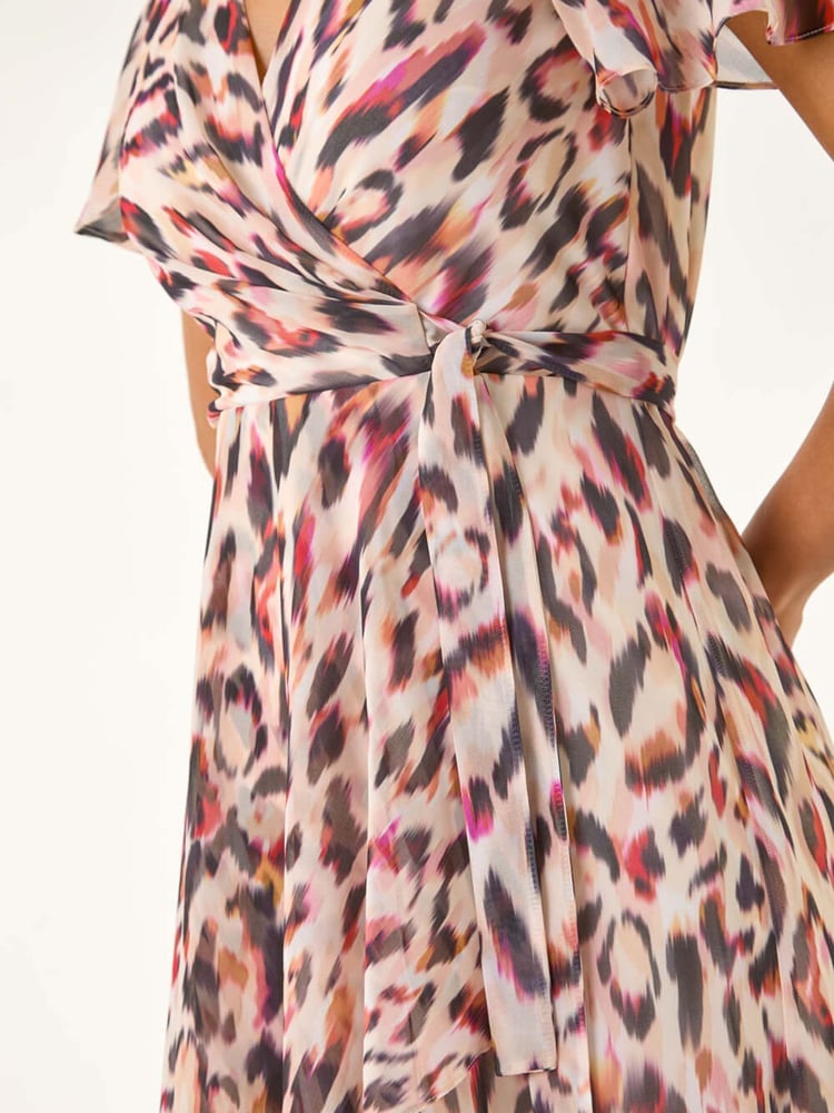 Roman Brown Leopard Ruffle Front Dress - Image 5 of 5