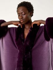 Roman Purple Dip Dye Faux Fur Trim Cardigan Cape - Image 4 of 5
