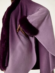 Roman Purple Dip Dye Faux Fur Trim Cardigan Cape - Image 5 of 5