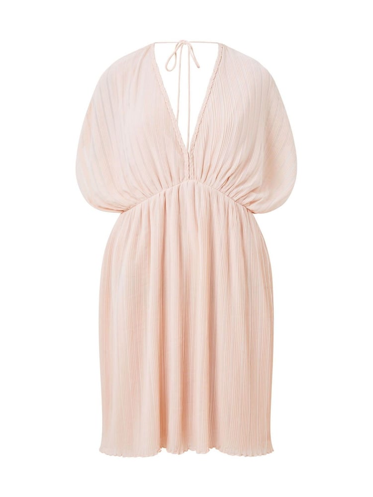 French Connection Pink Chathia Plisse V-Neck Dress - Image 4 of 4