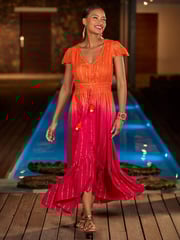 Joe Browns Orange Sunset Ombre Tassel Detail Maxi Dress - Image 5 of 7
