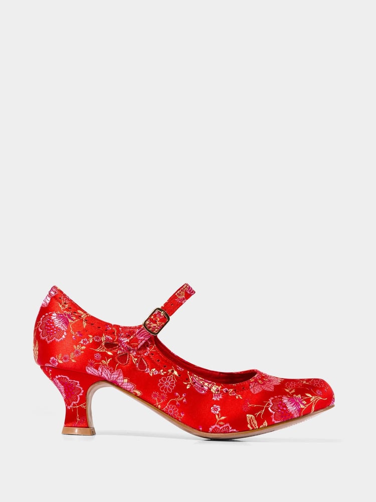 Joe Browns Red Satin Jacquard Mary Jane Heels - Image 1 of 5