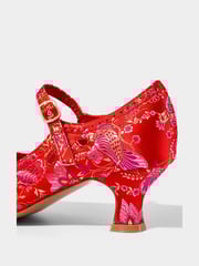 Joe Browns Red Satin Jacquard Mary Jane Heels - Image 4 of 5
