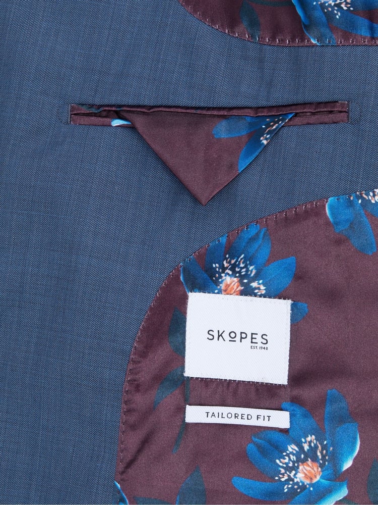 Skopes Blue Tailored Fit Remo Wool Rich Suit Jacket - Image 8 of 8