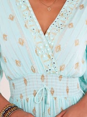 Joe Browns Sky Blue Petite Embellished Boho Border Trim Maxi Dress - Image 3 of 7