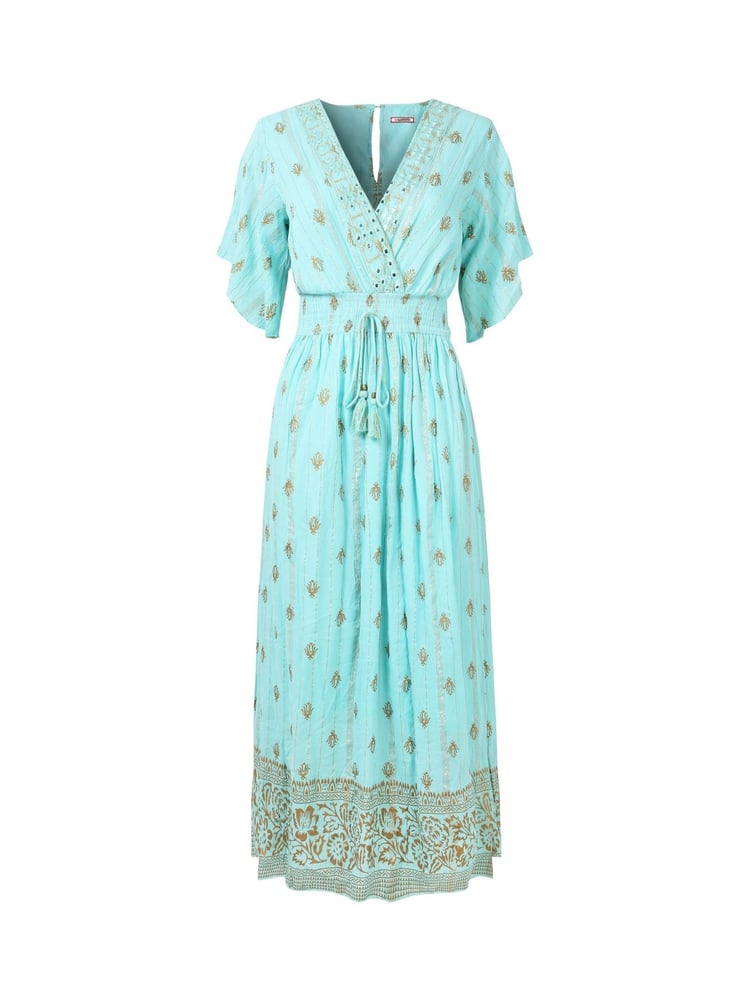 Joe Browns Sky Blue Petite Embellished Boho Border Trim Maxi Dress - Image 7 of 7