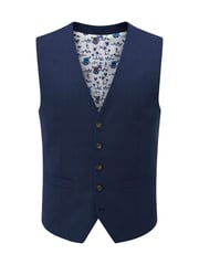 Skopes Blue Tailored Fit Caspian Single Breasted Stretch Look Suit Waistcoat - Image 3 of 4