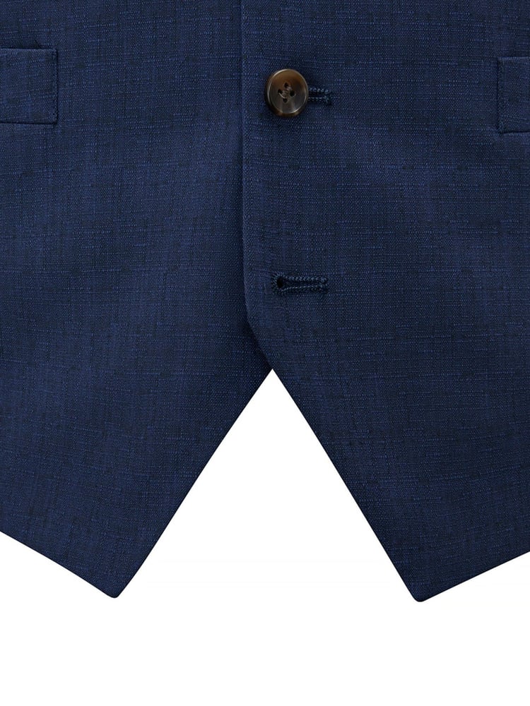 Skopes Blue Tailored Fit Caspian Single Breasted Stretch Look Suit Waistcoat - Image 4 of 4