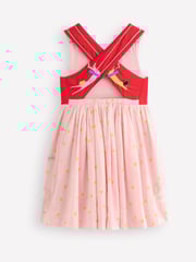 Boden Red Zadie Embroidered Acrobats Appliqué Back 100% Cotton Dress - Image 3 of 4
