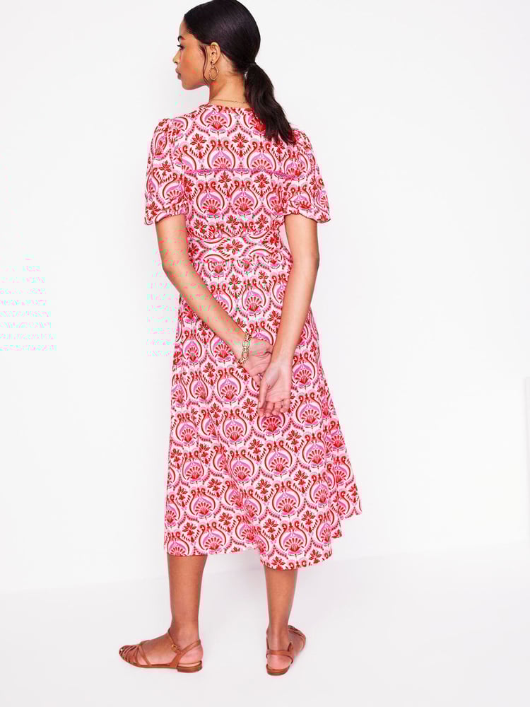 Boden Red Marun Sofia Trim Jersey Midi Dress - Image 1 of 5 Boden Red Marun Sofia Trim Jersey Midi Dress - Image 1 of 5