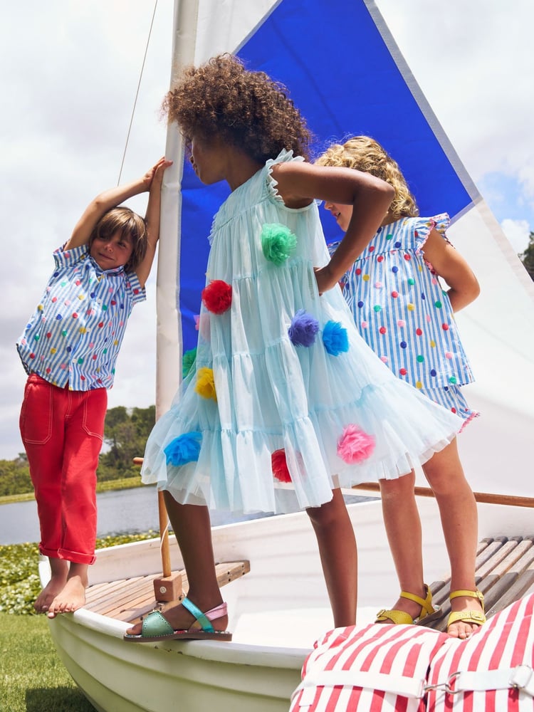 Boden Blue Tulle Tiered Dress - Image 1 of 4