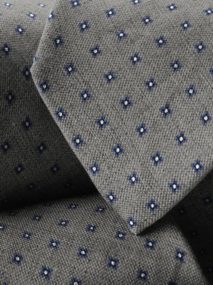 Charles Tyrwhitt Grey Silk Linen Printed Tie - Image 2 of 2