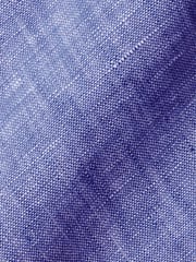 Charles Tyrwhitt Cobalt Blue Classic Fit Plain RFU Pure 100% Linen Shirt - Image 6 of 6