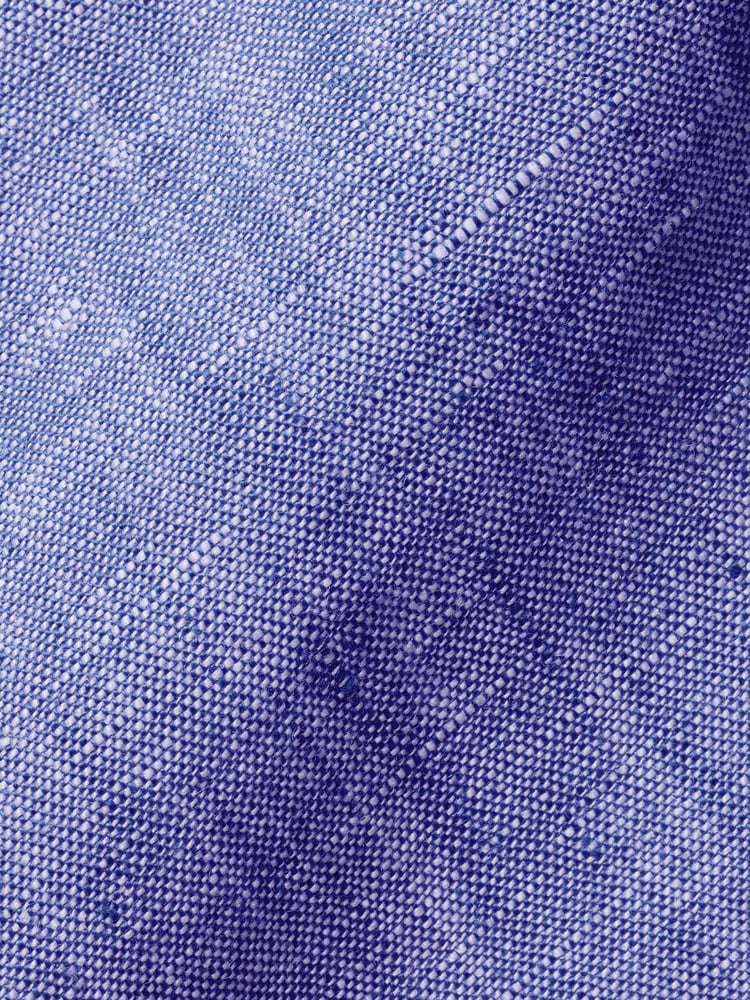 Charles Tyrwhitt Cobalt Blue Classic Fit Plain RFU Pure 100% Linen Shirt - Image 6 of 6