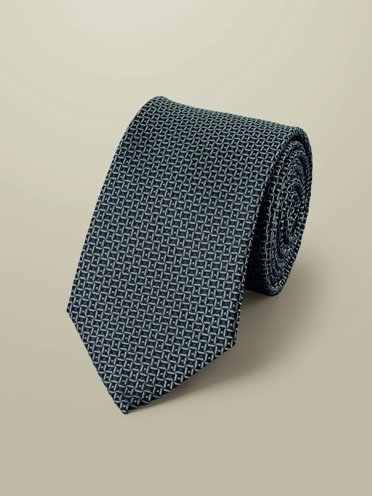 Charles Tyrwhitt Blue Silk Stain Resistant Semi Plain 1 Tie - Image 1 of 2