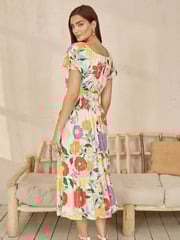 Yumi Cream Big Floral Midi Dress - Image 4 of 5