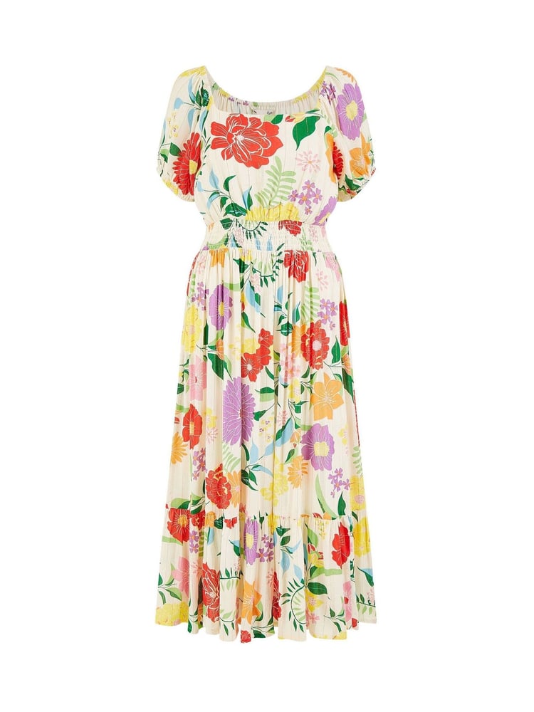 Yumi Cream Big Floral Midi Dress - Image 5 of 5