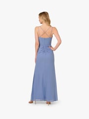 Adrianna Papell Blue Stretch Mesh Draped Gown - Image 2 of 6