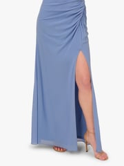 Adrianna Papell Blue Stretch Mesh Draped Gown - Image 4 of 6