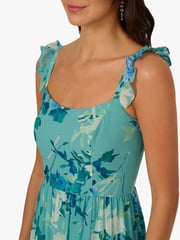 Adrianna Papell Green Print Chiffon Ruffle Dress - Image 4 of 6