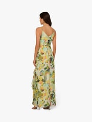 Adrianna Papell Green Printed Strap Cascade Gown - Image 2 of 6